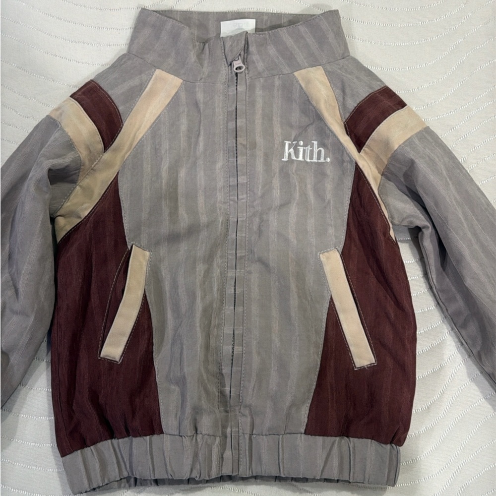 Kith Colorblock Track Jacket in Taupe, Maroon & Beige